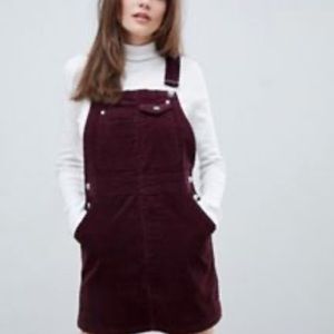 Dark burgundy, corduroy overalls